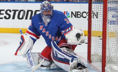 New York Rangers goalie Henrik Lundqvist saves the day.