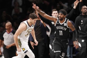 Kyrie Irving leads Nets with 28 points, but Nets allow the Indiana Pacers to get their first win of the season with a score of 118-108