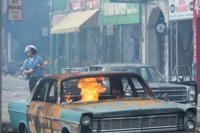 A riot scene in the film, Detroit