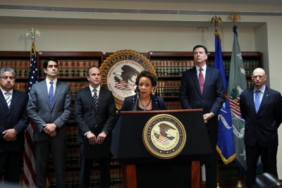 U.S. Attorney General, Loretta Lynch, speaks at press conference regarding FIFA corruption charges