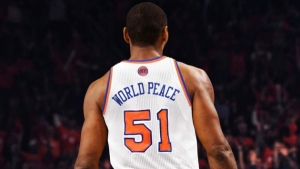 Metta World Peace in a New York Knicks uniform