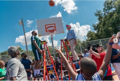 DeMarcus Cousins, center, Golden State Warriors, has not forgotten his hometown; he donated $253,000 to refurbish basketball court in his hometown of Mobile, Alabama