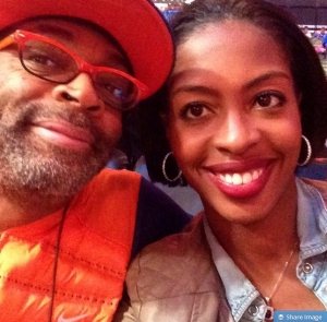 Spike Lee and Crystal L. Harris Pose for Selfie Before Brooklyn Nets Game