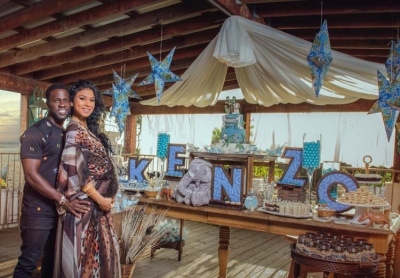 Actor/comeidan Kevin Hart and his wife Eniko at her baby shower