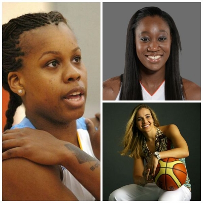 Epiphanny Prince, New York Liberty guard (l); Tina Charles, New York Liberty center (top right); and Becky Hammon, Assistant Coach, San Antonio Spurs and former New york Liberty guard