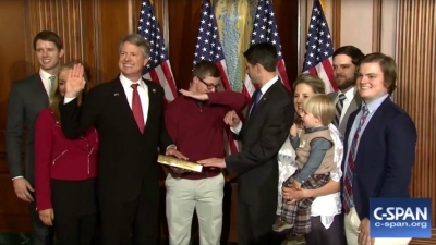 U.S. House of Representative Speaker, Paul Ryan, thought newly elected Representative Roger Marshall&#039;s 17-year-old son, Cal, needed to sneeze when he was dabbing at his father&#039;s U.S. Congressional ceremonial swearing-in