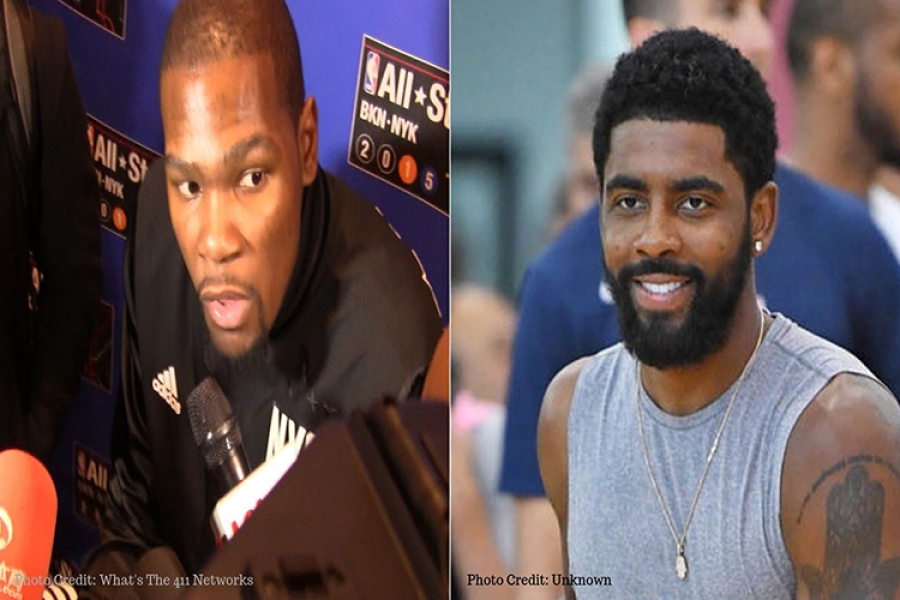 Kevin Durant (left) and Kyrie Irving new members of the Brooklyn Nets acquired during the 2019 NBA Free Agency period.