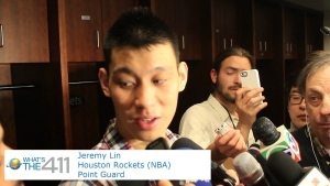 Jeremy Lin of Houston rockets responding to What&#039;s The 411TV correspondent Andrew Rosario