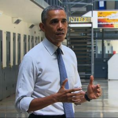 President Obama visiting a federal prison to announce federal prison reform
