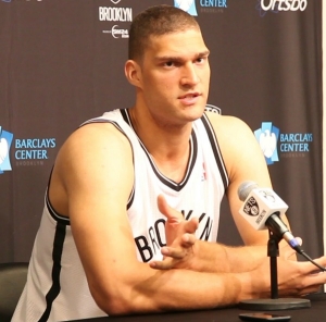 Brooklyn Nets center, Brook Lopez (pictured), along with Reggie Evans, helped to establish a 19-point (56-37) first half lead over the Philadelphia 